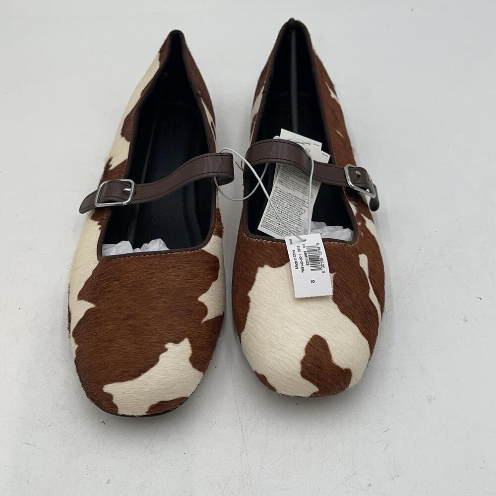 Gap Mary Jane Flats Shoes Womens Brown Cow Print Buckle Strap Size 10M